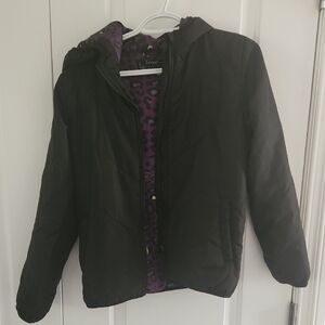 George Black Puffer Jacket with Purple Lining